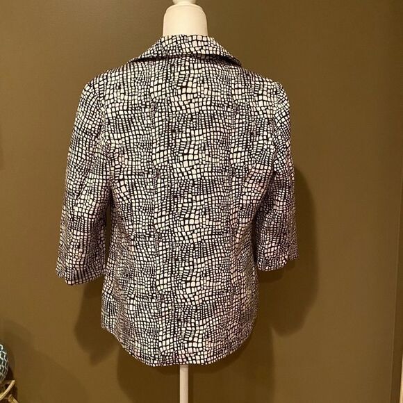 Chico’s Blazer Black/White Sz Large 3/4 Length Sleeve - Picture 4 of 13